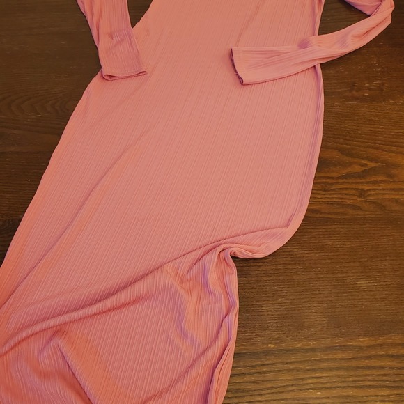 Women Maxi Dress Size M Pink Knit Long Sleeve Bodycon Stretch Stylish‎ Pullover - Picture 12 of 16